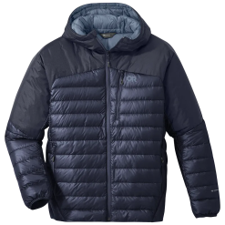 Outdoor Research Helium Down Hooded Mens Jacket -Trekking Tent Shop OutdoorResearch HeliumDownHoodedJacket NavalBlue