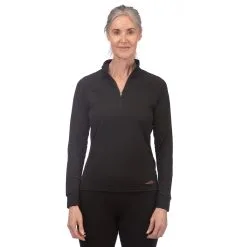 Mont Power Dry Zip Polo Womens Long Sleeve Thermal Top - Black